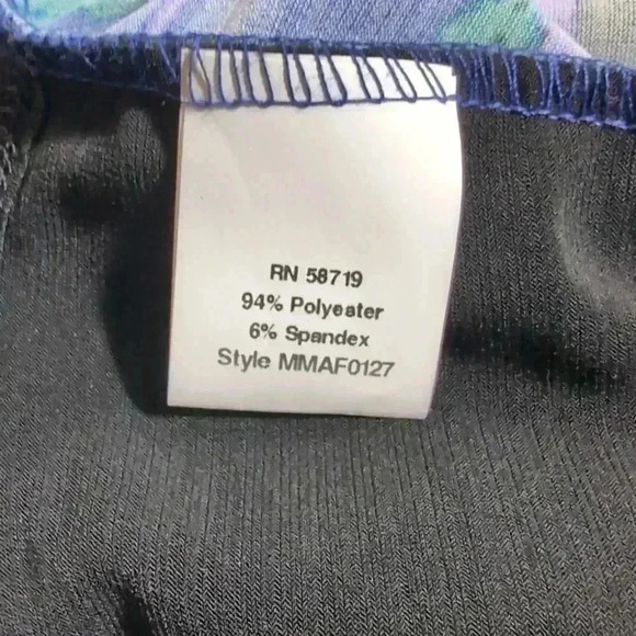 Ruched Front blouse with Built in Shell Blue/Black sz S by Notations - Picture 5 of 5